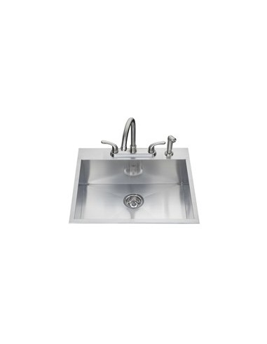 Kindred QSLF2225 20 gauge hand fabricated dual mount single bowl ledgeback sink