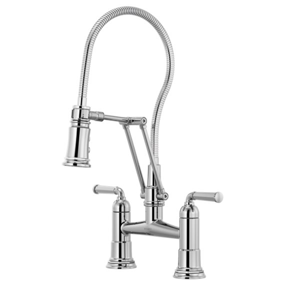 BRIZO ROOK 62174LF TWO HANDLE ARTICULATING BRIDGE FAUCET WITH FINISHED HOSE 