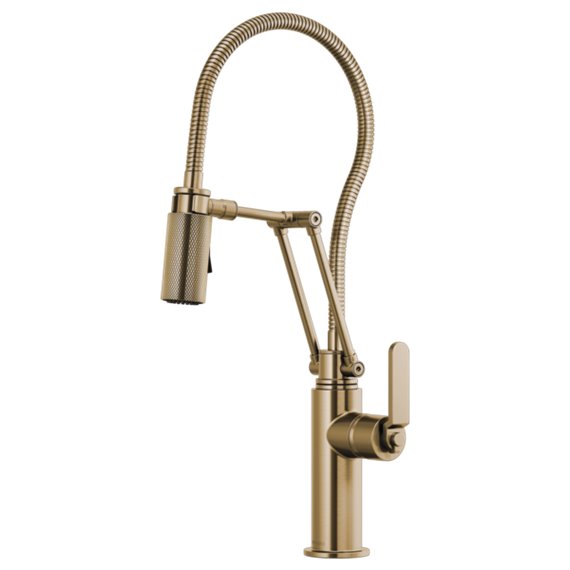 BRIZO LITZE 63144LF ARTICULATING FAUCET WITH INDUSTRIAL HANDLE AND FINISHED HOSE