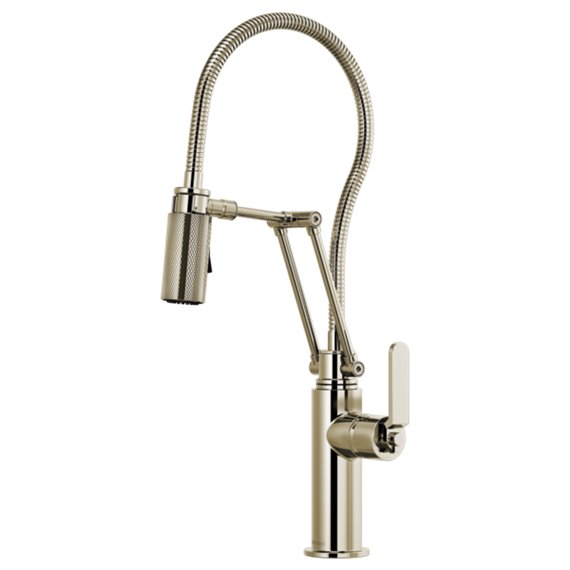 BRIZO LITZE 63144LF ARTICULATING FAUCET WITH INDUSTRIAL HANDLE AND FINISHED HOSE