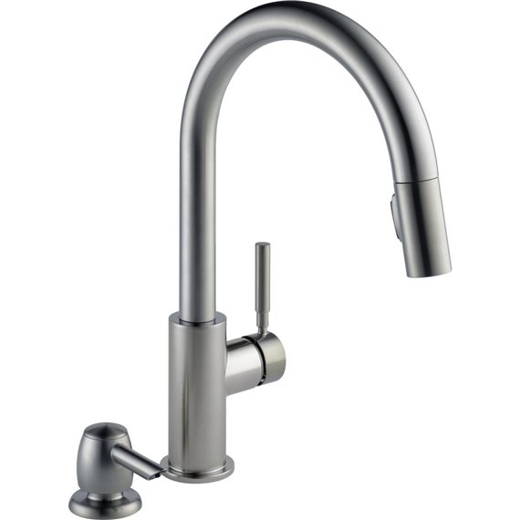 DELTA TRASK 19933-DST SINGLE HANDLE PULL-DOWN KITCHEN FAUCET WITH SOAP DISPENSER 