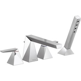 DELTA TRILLIAN T4743 4-HOLE ROMAN TUB W/ HANDSHOWER TRIM  2