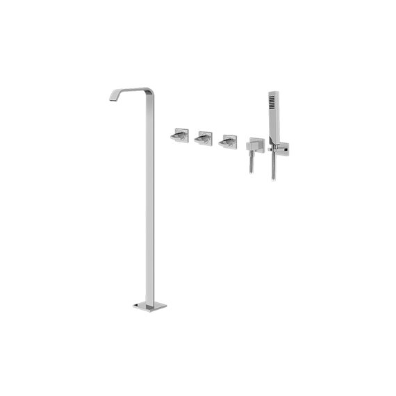 Graff G-3653-C14U Targa Floor-Mounted Tub Filler with Wall-Mounted Handshower and Diverter