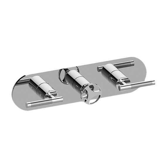 Graff G-8056H-ALM57C19-T M-Series Round 3-Hole Trim Plate with Harley Handles - Horizontal Installation