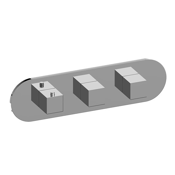 Graff G-8056H-SH0-T M-Series Round 3-Hole Trim Plate with Square Handles - Horizontal Installation