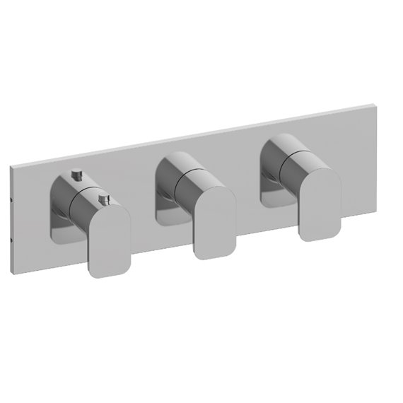 Graff G-8057H-LM42E0-T M-Series Square Thermostatic 3-Hole Trim Plate and Handle - Horizontal Installation 