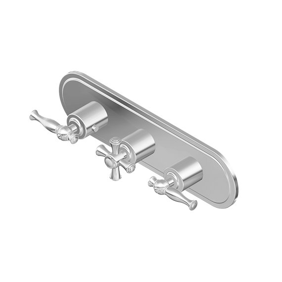 Graff G-8087H-ALM22C3-T M-Series Transitional 3-Hole Trim Plate with Cross Handles - Horizontal Installation