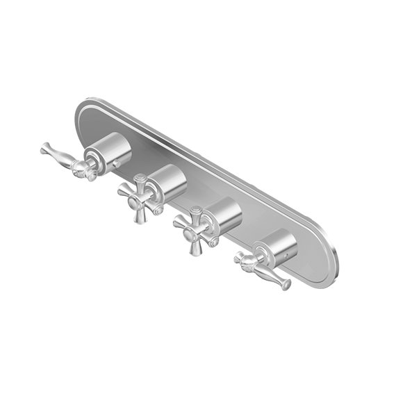 Graff G-8088H-ALM22C3-T M-Series Transitional 4-Hole Trim Plate with Cross Handles - Horizontal Installation