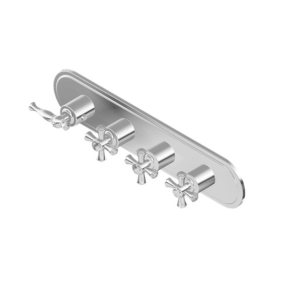 Graff G-8088H-LM22C3-T M-Series Transitional 4-Hole Trim Plate with Cross Handles - Horizontal Installation