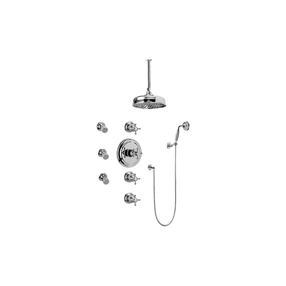 Graff GA1.221B-C2S Adley Thermostatic Set with Body Sprays and Handshower - Rough and Trim