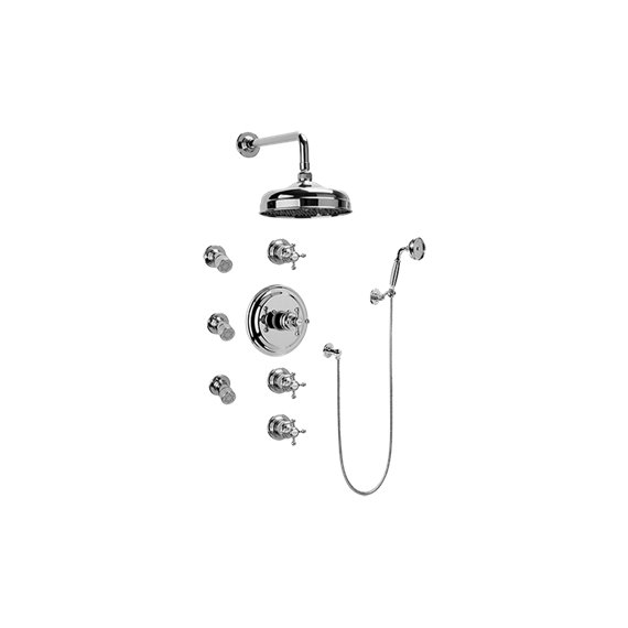 Graff GA1.222B-C2S Adley Thermostatic Set with Body Sprays and Handshower - Rough and Trim