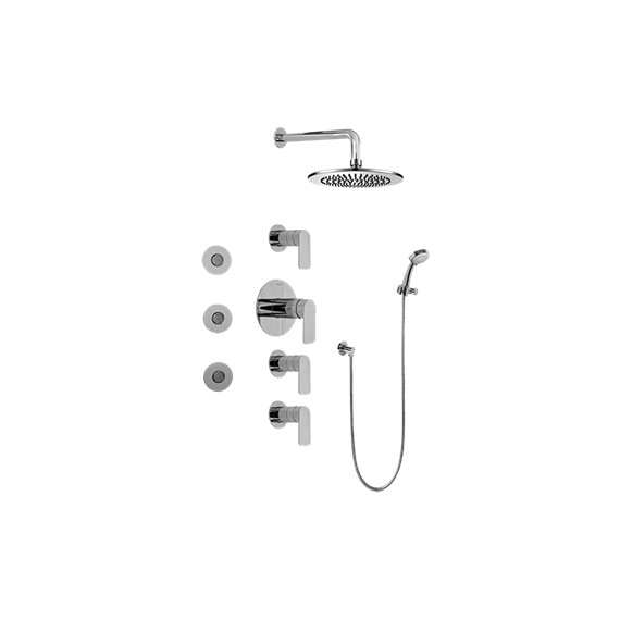 Graff GB1.132A-LM42S Contemporary Square Thermostatic Set with Body Sprays and Handshower - Rough and Trim