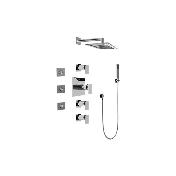 Graff GC1.122A-LM31S Contemporary Square Thermostatic Set with Body Sprays and Handshower - Rough and Trim