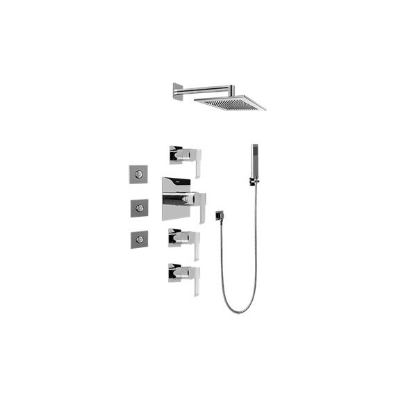 Graff GC1.122A-LM38S Contemporary Square Thermostatic Set with Body Sprays and Handshower - Rough and Trim