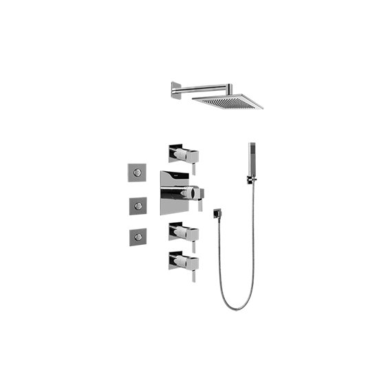 Graff GC1.122A-LM39S Contemporary Square Thermostatic Set with Body Sprays and Handshower - Rough and Trim