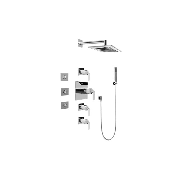 Graff GC1.122A-LM40S Contemporary Square Thermostatic Set with Body Sprays and Handshower - Rough and Trim