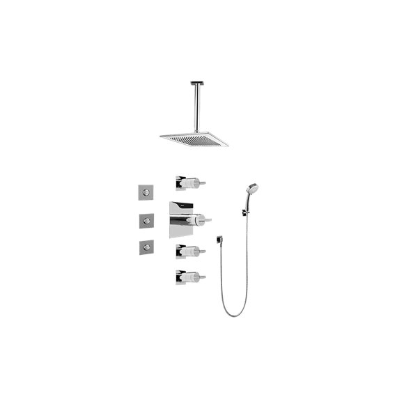 Graff GC1.131A-C14S-T Contemporary Square Thermostatic Set with Body Sprays and Handshower -  Trim Only