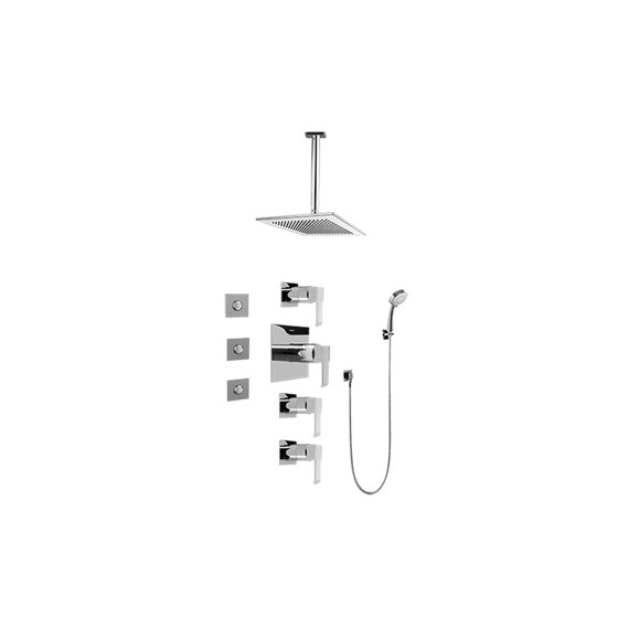 Graff GC1.131A-LM38S-T Contemporary Square Thermostatic Set with Body Sprays and Handshower -  Trim Only