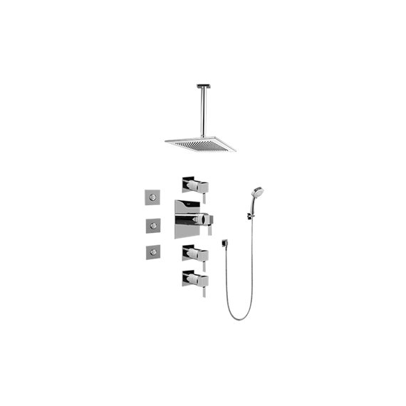 Graff GC1.131A-LM39S-T Contemporary Square Thermostatic Set with Body Sprays and Handshower -  Trim Only