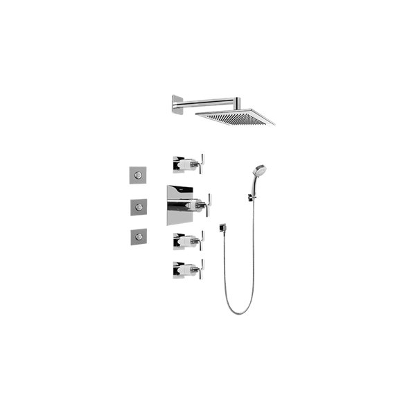 Graff GC1.132A-C9S-T Contemporary Square Thermostatic Set with Body Sprays and Handshower -  Trim Only