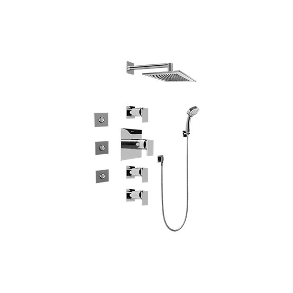 Graff GC1.132A-LM31S Contemporary Square Thermostatic Set with Body Sprays and Handshower - Rough and Trim