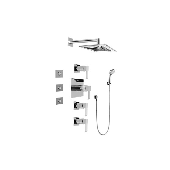 Graff GC1.132A-LM38S Contemporary Square Thermostatic Set with Body Sprays and Handshower - Rough and Trim