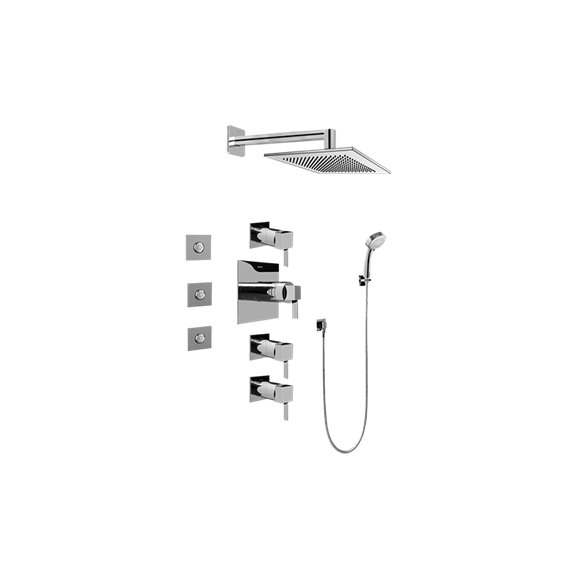 Graff GC1.132A-LM39S Contemporary Square Thermostatic Set with Body Sprays and Handshower - Rough and Trim