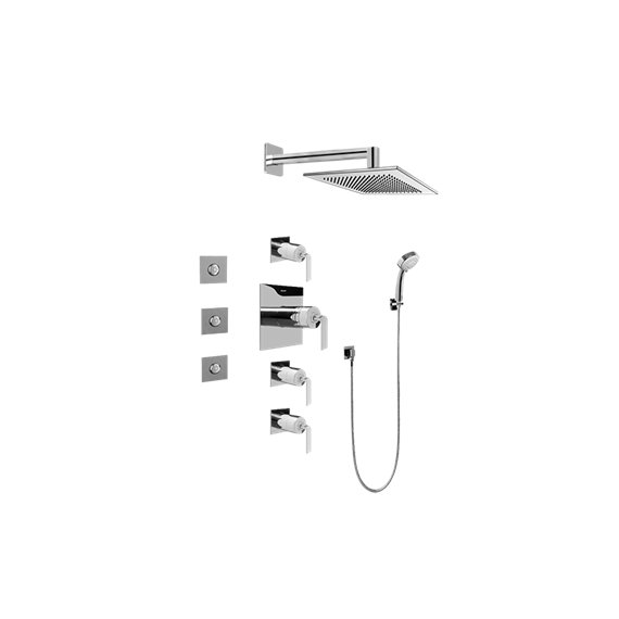 Graff GC1.132A-LM40S Contemporary Square Thermostatic Set with Body Sprays and Handshower - Rough and Trim