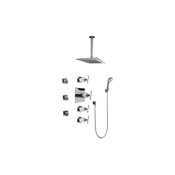 Graff GC1.231A-C9S Contemporary Square Thermostatic Set with Body Sprays and Handshower - Rough and Trim