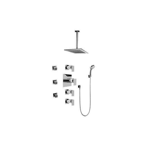 Graff GC1.231A-LM31S Contemporary Square Thermostatic Set with Body Sprays and Handshower - Rough and Trim