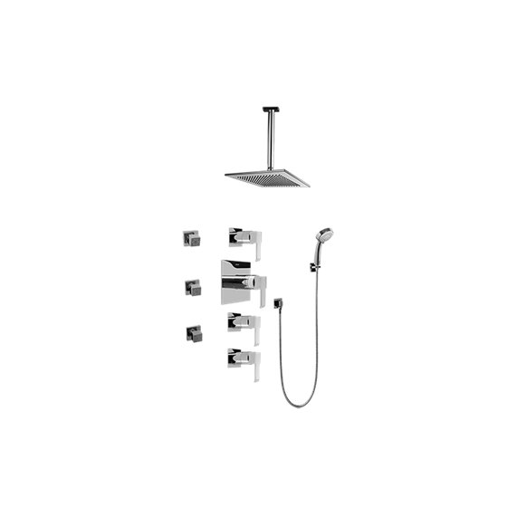 Graff GC1.231A-LM38S-T Contemporary Square Thermostatic Set with Body Sprays and Handshower -  Trim Only