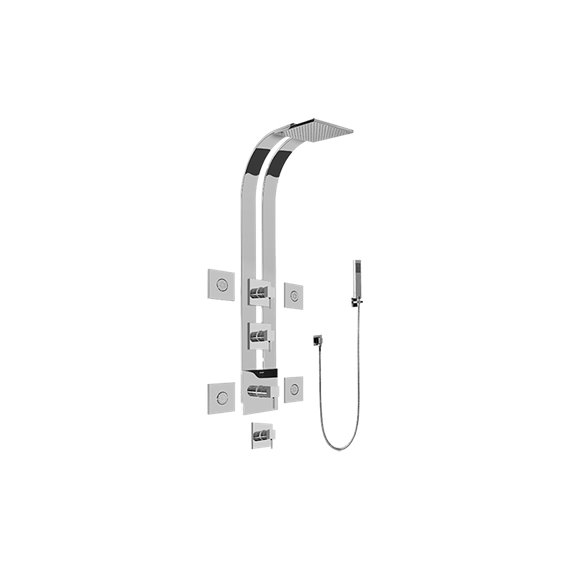 Graff GE1.120A-LM39S-T Square Thermostatic Ski Shower Set with Body Sprays and Handshowers - Trim Only