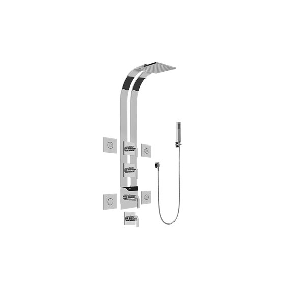 Graff GE1.120A-LM40S-T Square Thermostatic Ski Shower Set with Body Sprays and Handshowers - Trim Only