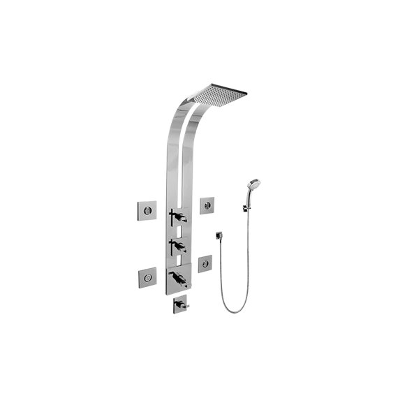 Graff GE1.130A-C9S Square Thermostatic Ski Shower Set with Body Sprays and Handshowers - Rough and Trim