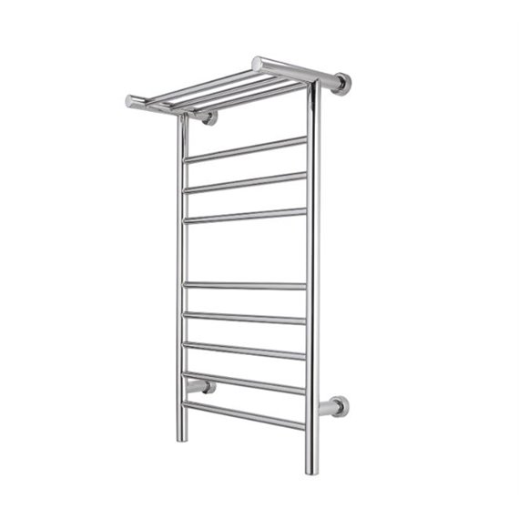 WarmlyYours Summit Towel Warmer Dual Connection 8 Bars and Heated 3-Bar Shelf