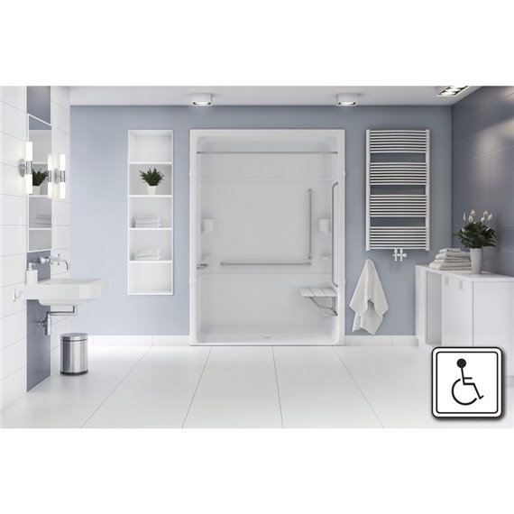 MIROLIN ARS66L1 WHITE ACCESS 66 WITH SEAT SS GRAB BARS CSA