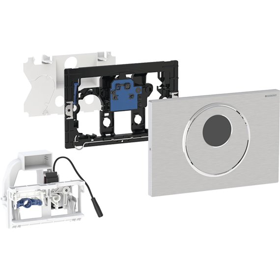 GEBERIT 115.856.SN.6 WC FLUSH CONTROL WITH DUAL FLUSH SIGMA10 ACTUATOR PLATE BRUSHED