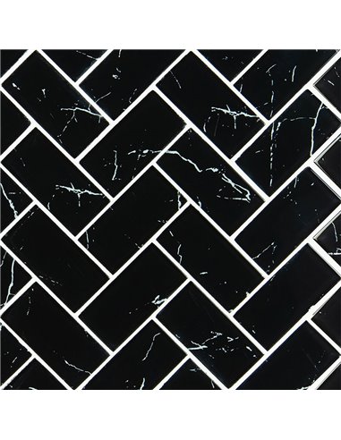 MSI Nero Marquina 2X4 Herringbone Glass Tile - Box