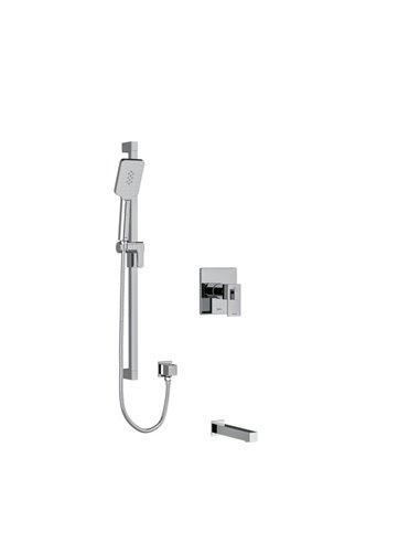 Riobel Kubik KIT1294US Type T/P (thermostatic/pressure balance) ½" coaxial 2-way system with hand shower and shower head 