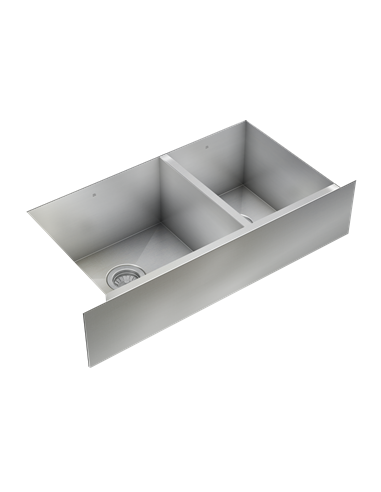 Prochef 60/40 Double Bowl Farmhouse/Apron Kitchen Sink ProInox H0 Stainless Steel - 30" X 16" X 8"