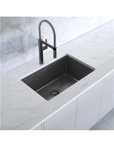 Prochef single bowl undermount kitchen sink ProInox H75 black stainless steel - 25" X 16" X 10"