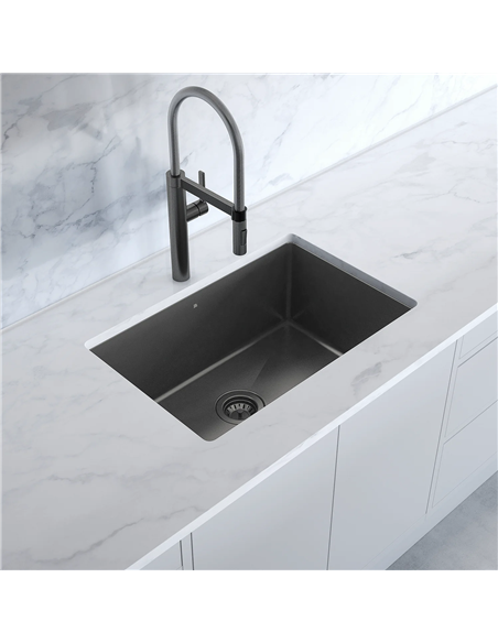 Prochef single bowl undermount kitchen sink ProInox H75 black stainless steel - 25" X 16" X 10"