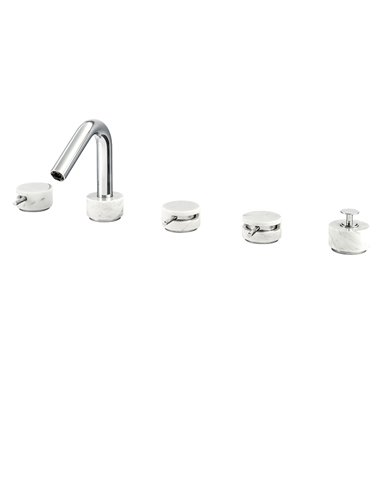 AQUABRASS CLO6 MARMO 5PC DECKMOUNT TUB FILLER WITH HANDSHOWER - WHITE