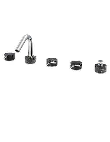 AQUABRASS CLO6 MARMO 5PC DECKMOUNT TUB FILLER WITH HANDSHOWER - BLACK