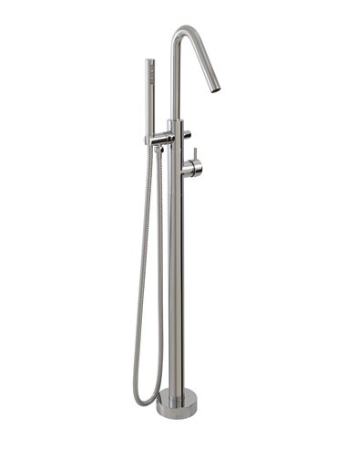 AQUABRASS X75N85 XROUND FLOORMOUNT TUB FILLER WITH HANDSHOWER - TRIM ONLY