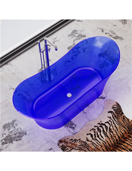 Virta Blue Freestanding Glass 68" Bathtub