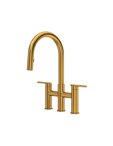 Riobel Lateral LT400 Bridge Pull-Down Kitchen Faucet With C-Spout