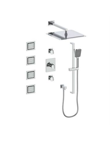 Vogt SET.AU.142.934 Antau 3 / 4" TH Shower Set with In-Wall Body Jets - 4" Ceiling Arm