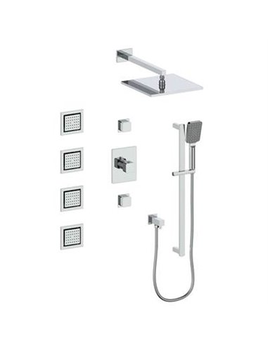 Vogt SET.NU.142.938 Niveau 3 / 4" TH Shower Set with In-Wall Body Jets - 8" Ceiling Arm