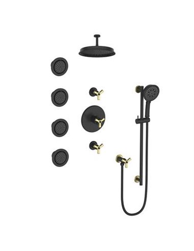 Vogt SET.Z3.142.938 Zehn 3 / 4" TH Set with In-Wall Jets - 8" Ceiling Arm